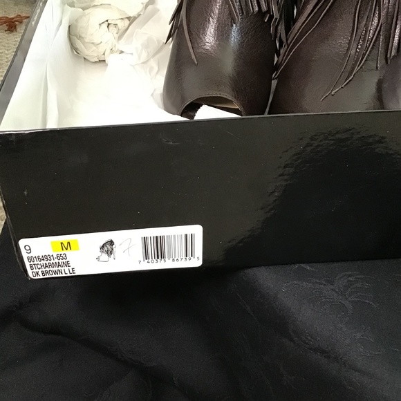 Boutique 9 Chocolate Brown Leather Bootie with Peep toe - Picture 1 of 9